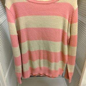 Faded Glory striped cream/pink sweater XL (16,18)